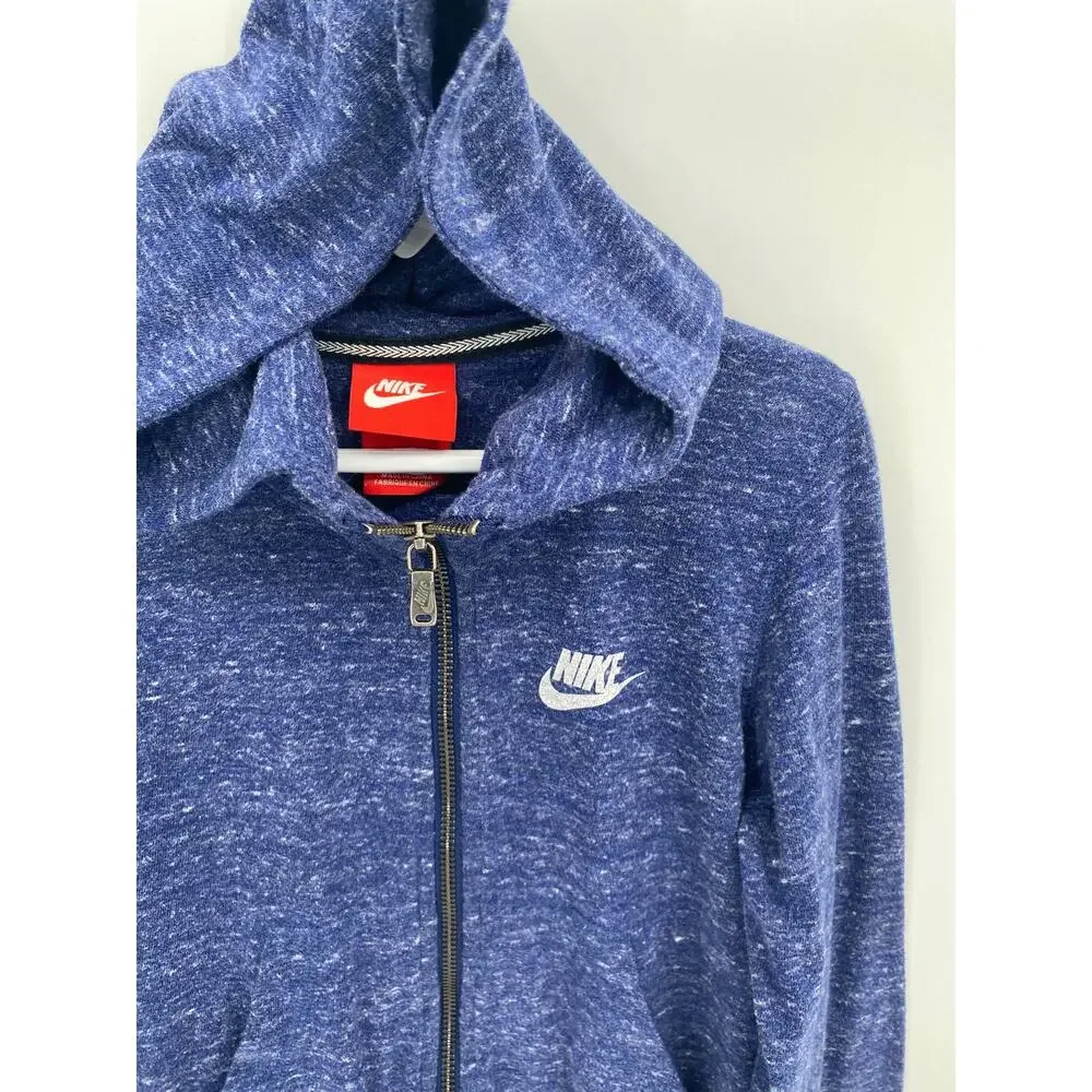 Nike Blue Vintage Space Dye Full Zip Hoodie Sweatshirt Kids Small